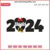 "Minnie Mouse Embroidery Design | Hello 2024 | Digital Stitching | Cute Minnie Mouse with Bow, Text 'Hello 2024', Colorful Embroidery"