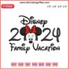 Minnie Mouse Family Vacation 2024 Embroidery Design, Disney-themed digital stitching, perfect for personalized apparel crafting.
