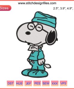 Peanuts Snoopy Nurse Embroidery Design - Happy Nurses Day Digital Stitching, featuring Snoopy in nurse attire, perfect for embroidery.