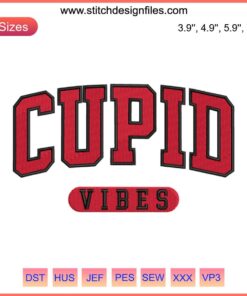 Cupid Vibes Embroidery Design: Digital Valentine's Day Stitching with Heart and Cupid Arrow Motif, Perfect for DIY Crafts & Gifts.