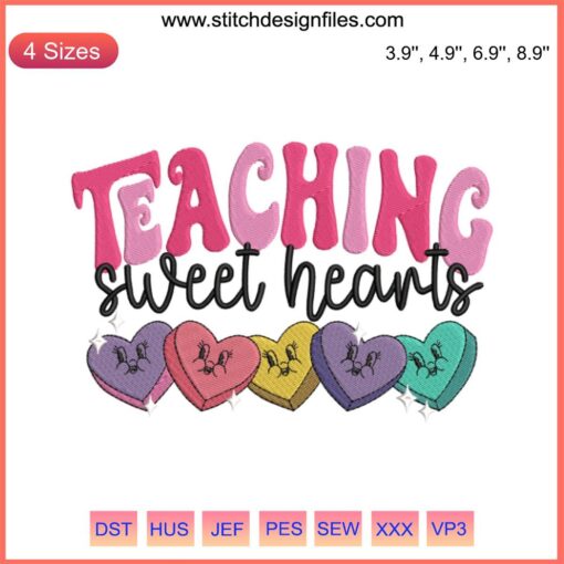 Valentine's Day Embroidery Design: Sweet Hearts with Romantic Stitching. Ideal for Teaching Embroidery Enthusiasts.