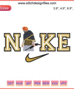 Sidhu Moosewala x Nike embroidery design featuring iconic logo with intricate digital stitching for fan apparel.