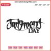 WWE Judgment Day Logo Embroidery Design featuring bold text with intricate stitching details, perfect for digital crafting projects.