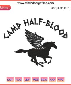"Camp Half Blood Embroidery Design - Percy Jackson Theme: Digital Stitching | Greek Orange T-shirt Design | DIY Craft Pattern"
