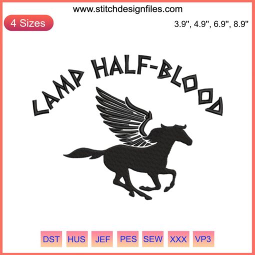 "Camp Half Blood Embroidery Design - Percy Jackson Theme: Digital Stitching | Greek Orange T-shirt Design | DIY Craft Pattern"
