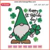 Gnome Happy St. Patrick's Day Embroidery Design featuring a Saint Gnome with a Lucky Clover, ideal for festive stitching projects.
