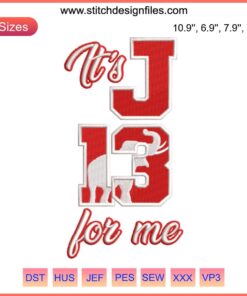 J13 For Me Embroidery: Digital Sorority Founders Day Stitch Design, Elegant Lettering, Vibrant Colors, Perfect for Sisterhood Celebrations.