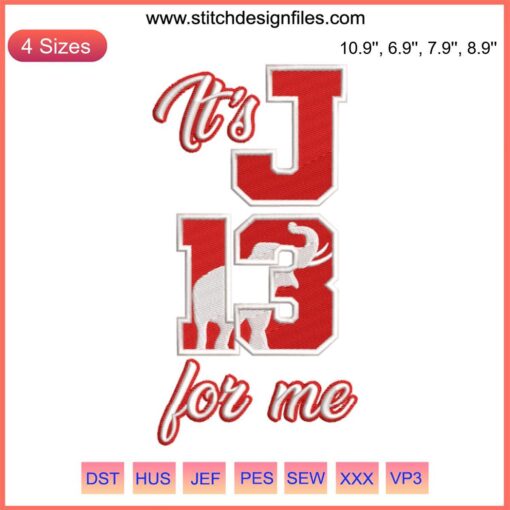 J13 For Me Embroidery: Digital Sorority Founders Day Stitch Design, Elegant Lettering, Vibrant Colors, Perfect for Sisterhood Celebrations.