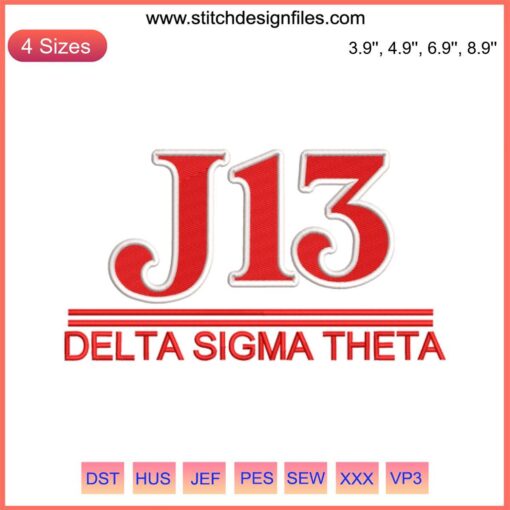 J13 Theta Founders Day Embroidery Design, Delta Sigma Layered Digital Stitching, Greek Letters, Sorority Emblem, 2023 Edition.