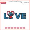 Stitch Love Disney Valentine Embroidery Design: Adorable Stitch holding heart, perfect for Valentine's digital stitching enthusiasts.
