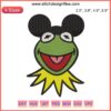 Kermit the Frog Mickey Ears Embroidery Design featuring vibrant Disney Muppetland theme for digital stitching projects.