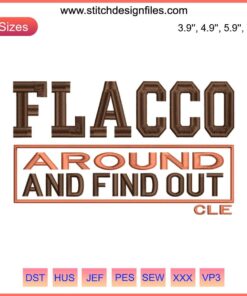 "Cleveland Browns Embroidery: Flacco Around and Find Out Design - Unique Digital Stitching for NFL Fans"