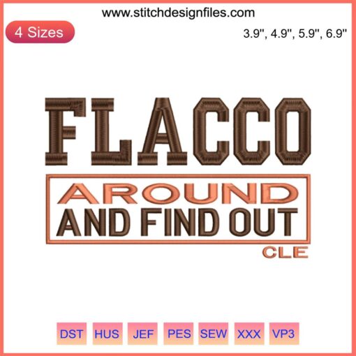 "Cleveland Browns Embroidery: Flacco Around and Find Out Design - Unique Digital Stitching for NFL Fans"