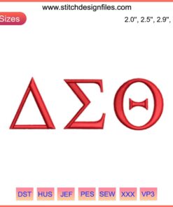 Delta Sigma Theta Embroidery Design, AEO Logo, Digital Stitching, Red Sorority Symbol, Customizable Embroidery Pattern