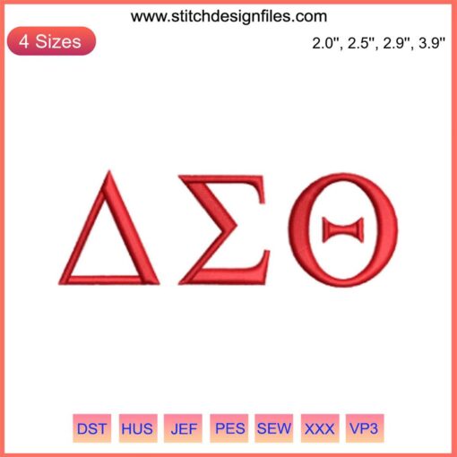 Delta Sigma Theta Embroidery Design, AEO Logo, Digital Stitching, Red Sorority Symbol, Customizable Embroidery Pattern