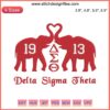 Delta Sigma Theta 1913 Elephant Embroidery Design featuring intricate stitches with 1913 AEO, perfect for sorority crafting.