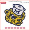 Michigan Wolverines mascot embroidery design, digital stitching of iconic Michigan football logo, perfect for sports fans.