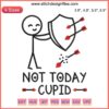 Anti-Valentine's Embroidery: "Not Today Cupid" Funny Boy Design. Digital Stitching, Humorous Love Design, Unique Gift Idea.