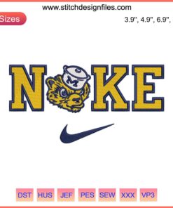 "Michigan Wolverines Mascot Embroidery Design | Nike Stitching | Digital Wolverine Embroidery for Apparel Customization"