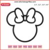 "Disney Minnie Outline Head Embroidery: Digital Stitching Design, Black Thread, Precise Detailing, Iconic Bow, Mouse Ears"