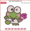 Keroppi Holding Flowers Embroidery Design | Sanrio Character Digitizing File
