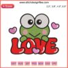 Cute Keroppi Valentine Embroidery Design | Sanrio Frog Stitch | Ideal for Valentine's Crafts | Digital Download | Cartoon Love Theme