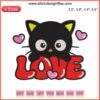 Sanrio Valentine's Day Love Chococat Embroidery Design featuring heart motifs, perfect for digital stitching projects.