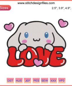 Cinnamoroll Valentine Embroidery Design | Sanrio Valentine's Day | Digital Stitch Craft | Cute Love Heart Theme