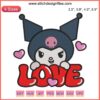 Kuromi Valentine Embroidery Design: Heart-themed Sanrio digital stitching featuring Love Kuromi for Valentine's Day.