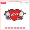 Love Pochacco Pochamii Embroidery Design: Cute Valentine's Day Digital Stitching, Kawaii Character Gift for Romantic Embroidery.