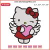 Hello Kitty Cupid Valentine Embroidery Design: Cute Hello Kitty with wings, bow, and heart arrow. Perfect for digital stitching projects.