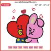 Tata and Cooky Embroidery Design featuring BTS characters in vibrant digital stitching pattern; perfect for Kpop fans.