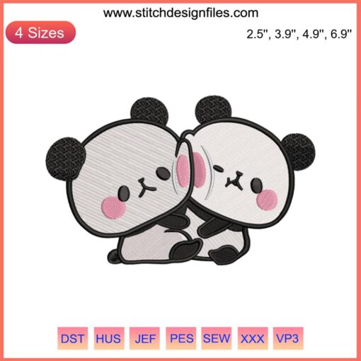Cute Mochi Mochi Panda Embroidery Design | Adorable Digital Stitching Pattern for Creative Craft Projects