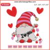 Valentine Gnome I Love You Embroidery Design featuring a whimsical gnome holding a heart, perfect for Valentine's Day stitching projects.