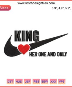Royal Crown and Heart Embroidery Design | King and Queen Digital Stitching | Elegant Couple Gift Pattern