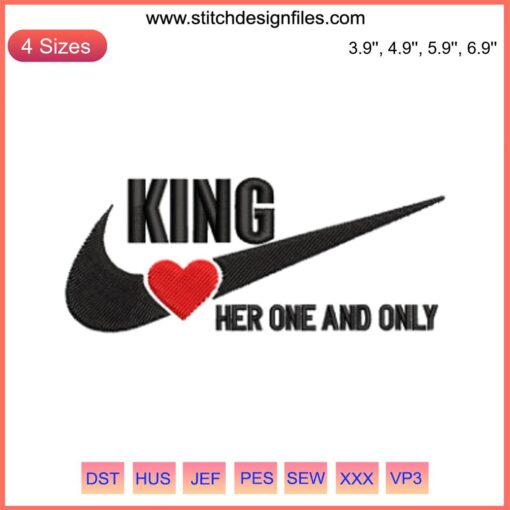 Royal Crown and Heart Embroidery Design | King and Queen Digital Stitching | Elegant Couple Gift Pattern