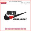 Queen Her One and Only Embroidery Design featuring crown motif, King and Queen Digital Stitching, intricate royal pattern.