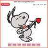 Snoopy Cupid Valentine Embroidery Design: Peanuts Snoopy digital stitching, cute love-themed pattern, perfect for Valentine's crafting.