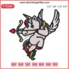 Cupid Unicorn Embroidery Design - Digital Valentine's Day Stitching, Heart and Arrow Theme, Perfect for Unicorn Lovers.