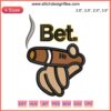 "Bet Michigan Champions Football Embroidery Design: Hand Holding Smoke Humor Digital Stitching"