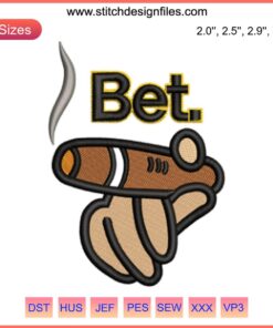"Bet Michigan Champions Football Embroidery Design: Hand Holding Smoke Humor Digital Stitching"