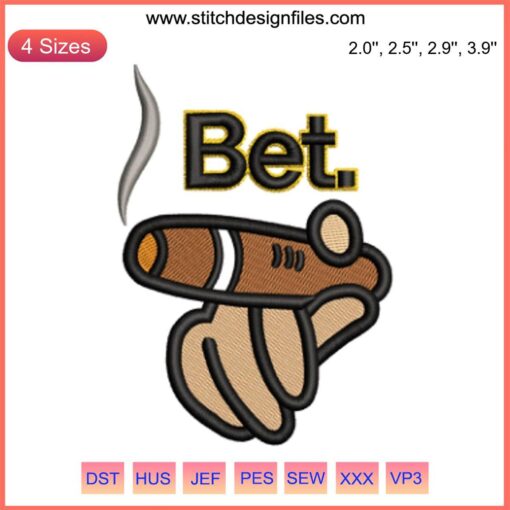 "Bet Michigan Champions Football Embroidery Design: Hand Holding Smoke Humor Digital Stitching"