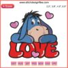 Eeyore Valentine Embroidery Design: Sanrio Valentine's Day Digital Stitching with heart accents, perfect for romantic crafting.
