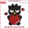 Badtz Maru with Heart Embroidery Design | Valentine Sanrio Stitching: Adorable penguin with heart, perfect for festive crafts.