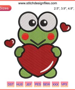 Keroppi Heart Embroidery Design | Sanrio Valentine's Digital Stitching | Cute Frog Pattern | Instant Download