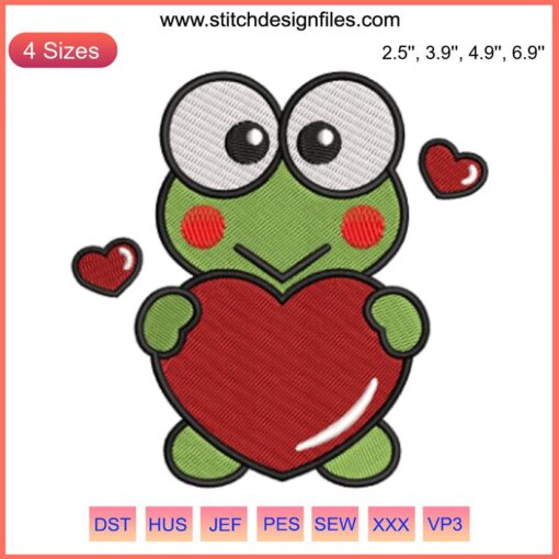 Keroppi Heart Embroidery Design | Sanrio Valentine's Digital Stitching | Cute Frog Pattern | Instant Download