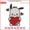 Pochacco Heart Embroidery Design Sanrio Valentine Digital Stitching | Cute Puppy Valentine's Embroidery Pattern