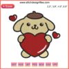 Pompompurin Valentine Embroidery Pattern | Sanrio Heart Stitching Design | Cute Digital Art for Embroidery Projects