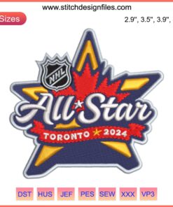 2024 NHL All-Star Game Toronto Embroidery Design | Digital Stitching, NHL Logo, Toronto Skyline, Ice Hockey, Sports Craft
