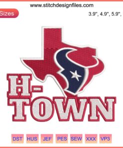 Houston Texans Logo Embroidery Design, Digital Stitching, Team Colors, Perfect for H-Town Football Fans Crafts and Apparel